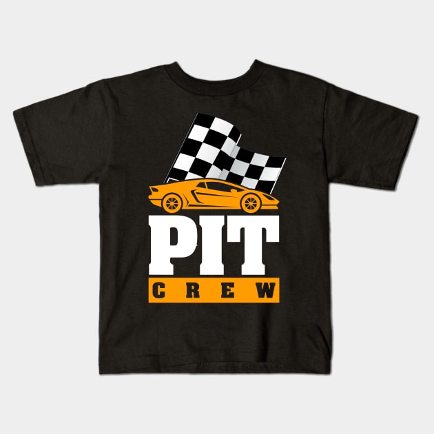 'Pit Crew Checkered Flag' Cool Car Racing Gift Kids T-Shirt by ourwackyhome